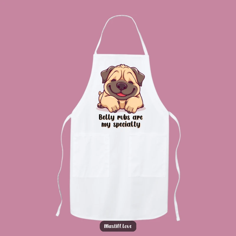 Funny Giggling Mastiff Apron: Belly Rub Chef Dog - Kitchen Fun