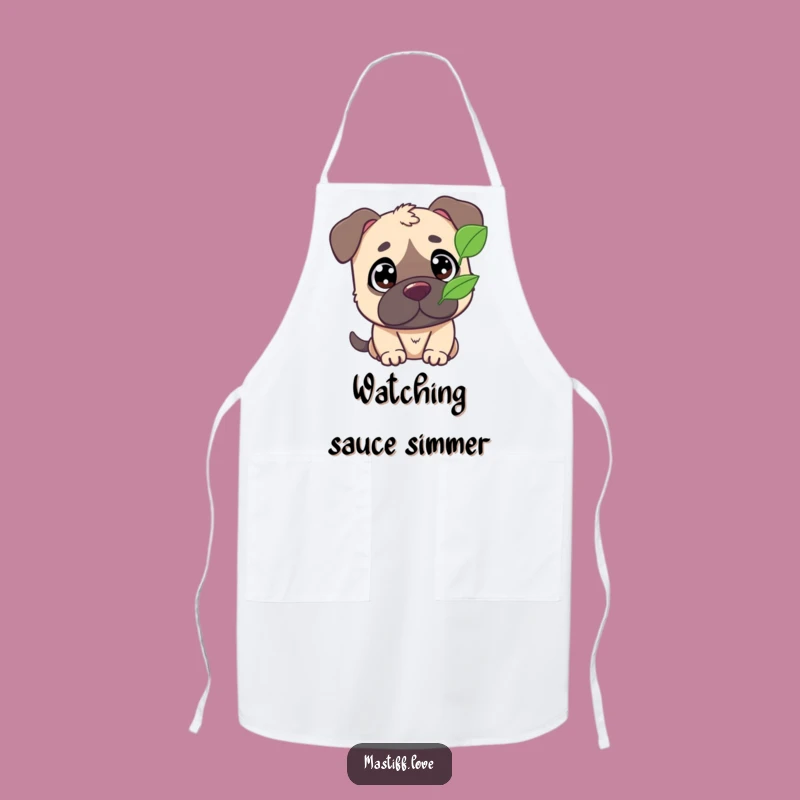 Funny Mastiff Apron: Cute Wide-Eyed Leaf Watcher Kitchen Wear