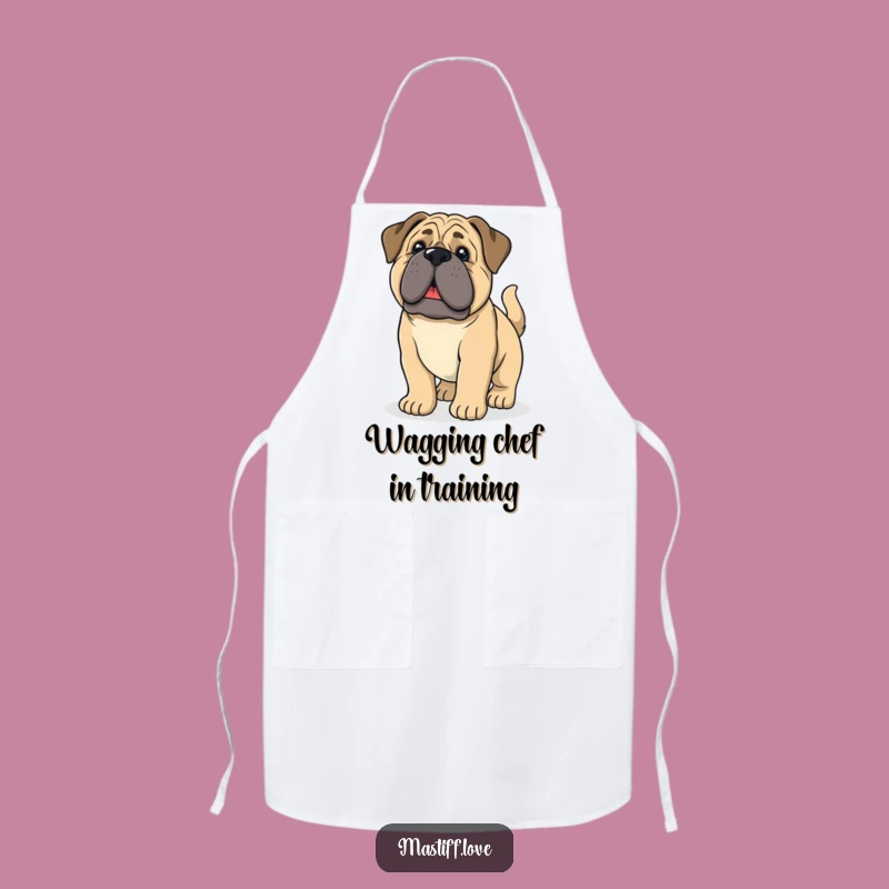 Funny Mastiff Pup Apron - Droopy Ears, Wagging Tail - Kitchen Fun