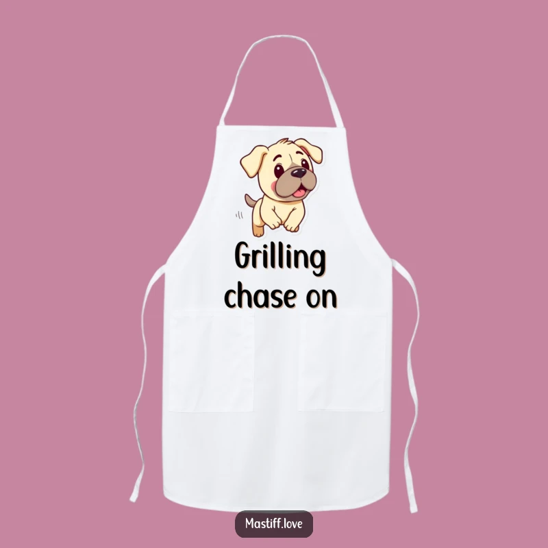 Funny Mastiff Apron: Kawaii Droopy Dog Chase Kitchen Wear