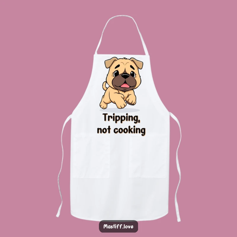 Funny Mastiff Tripping Apron: Cute Big Paw Dog Running Kitchen Wear Gift