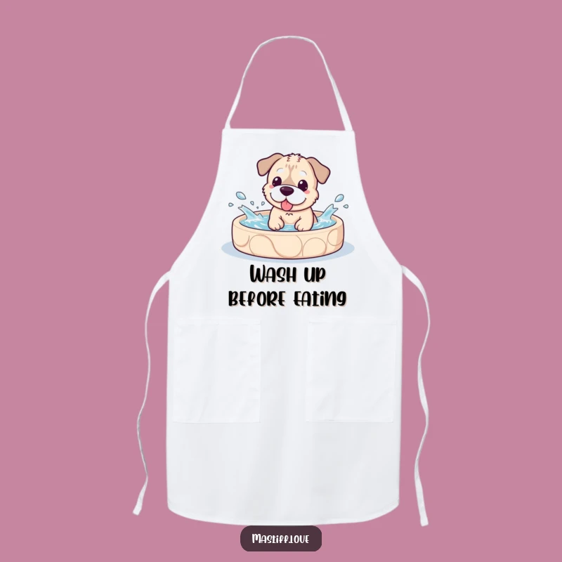 Funny Kawaii Mastiff Pool Splash Apron, Kitchen Fun Dog Gift