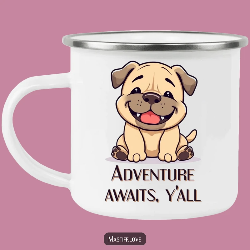Funny Playful Mastiff Bowing Camping Mug - Adventure Fuel for Happy Campers