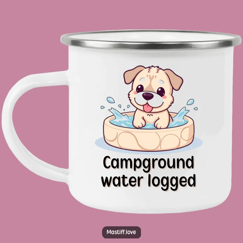 Funny Kawaii Mastiff Pool Splash Camping Mug, Outdoor Dog Fun Gift