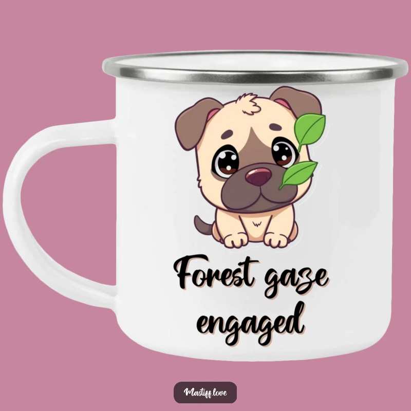 Funny Mastiff Camping Mug: Cute Wide-Eyed Leaf Watcher Cup