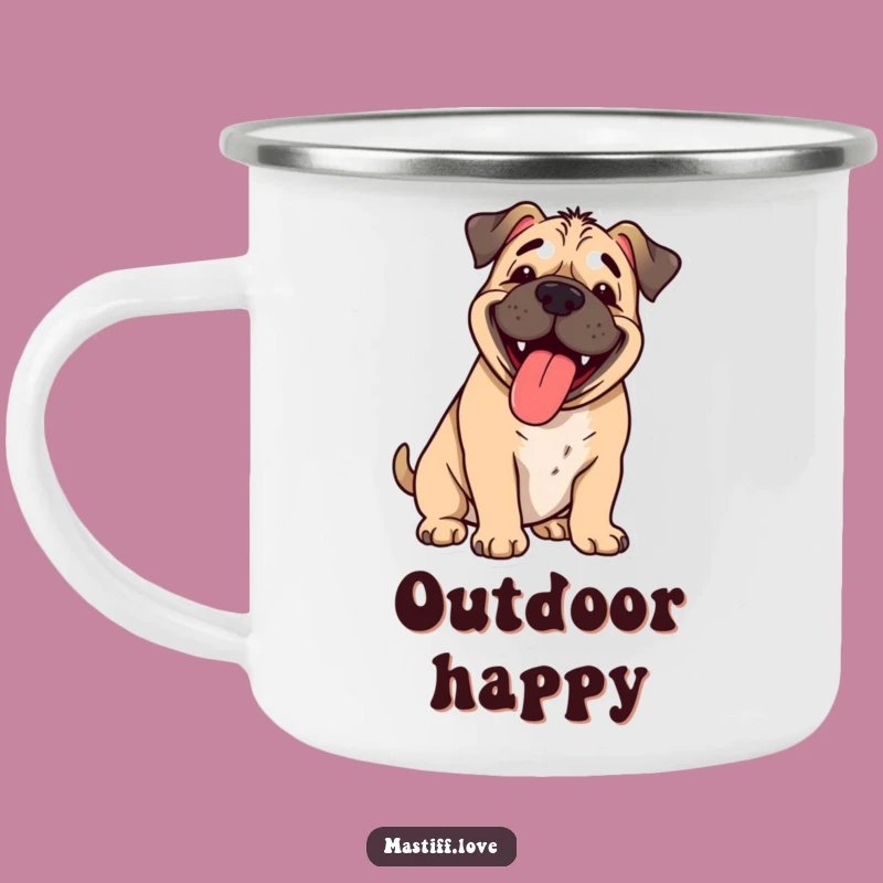 Funny Happy Mastiff Camping Mug: Joyful Pup Cup for Outdoor Adventures
