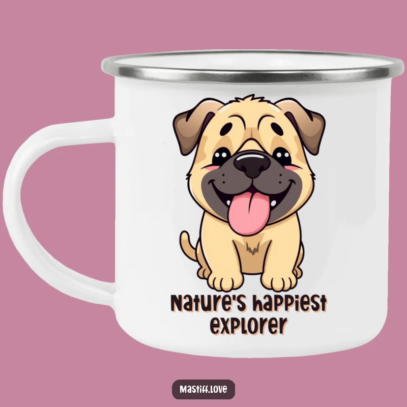 Funny Happy Mastiff Camping Mug: Joyful Tongue Lolling Dog Camp Cup Gift