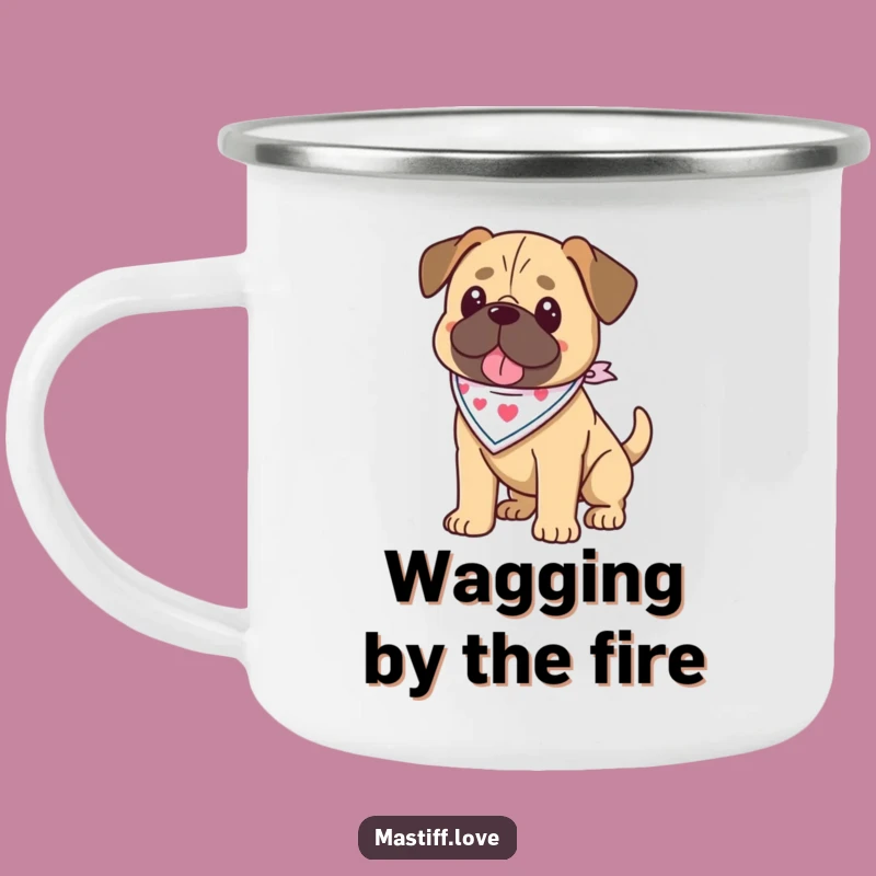 Funny Kawaii Mastiff Camping Mug: Bandana Pup on the Go, Durable Funny Gift