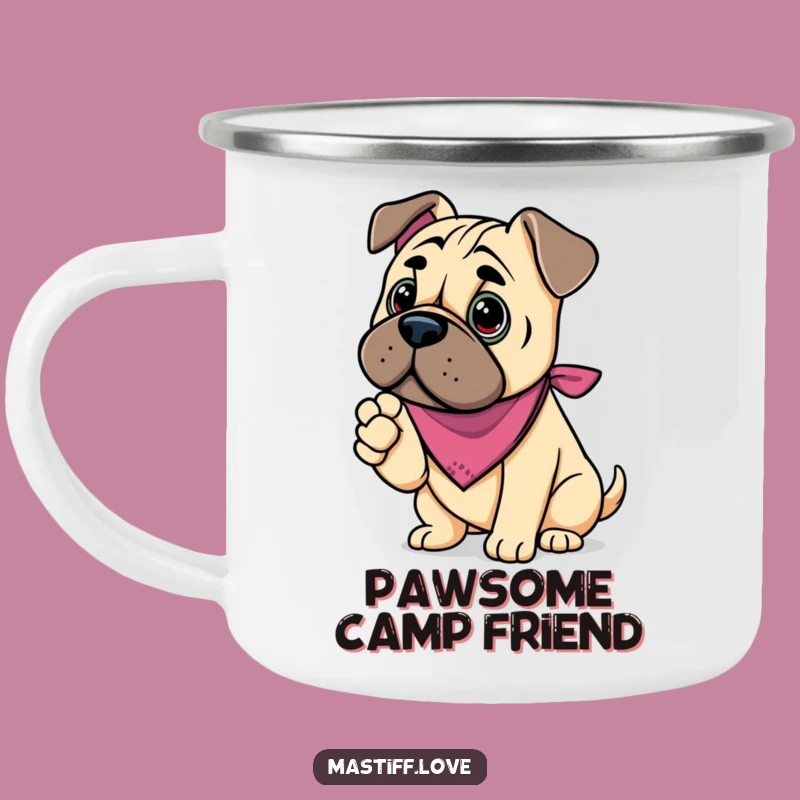 Funny Kawaii Mastiff Camping Mug: Paw Offer Friend, Perfect Outdoor Gift