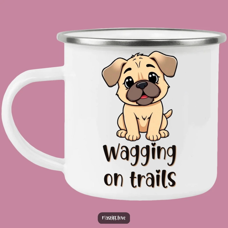 Funny Kawaii Mastiff Wagging Tail Camping Mug: Happy Sips Outdoors