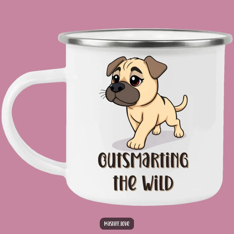 Funny Mastiff Shadow Chase Camping Mug - Adventure Fuel for Humor Lovers