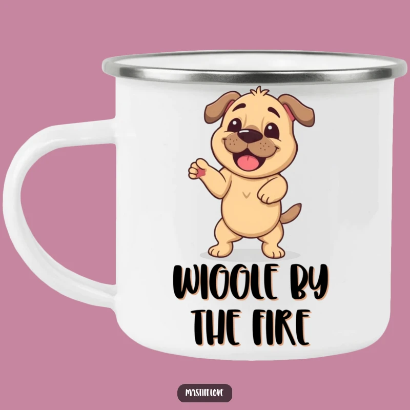 Funny Mastiff Dance Camp Mug: Happy Wiggle, Outdoor Humor Gift