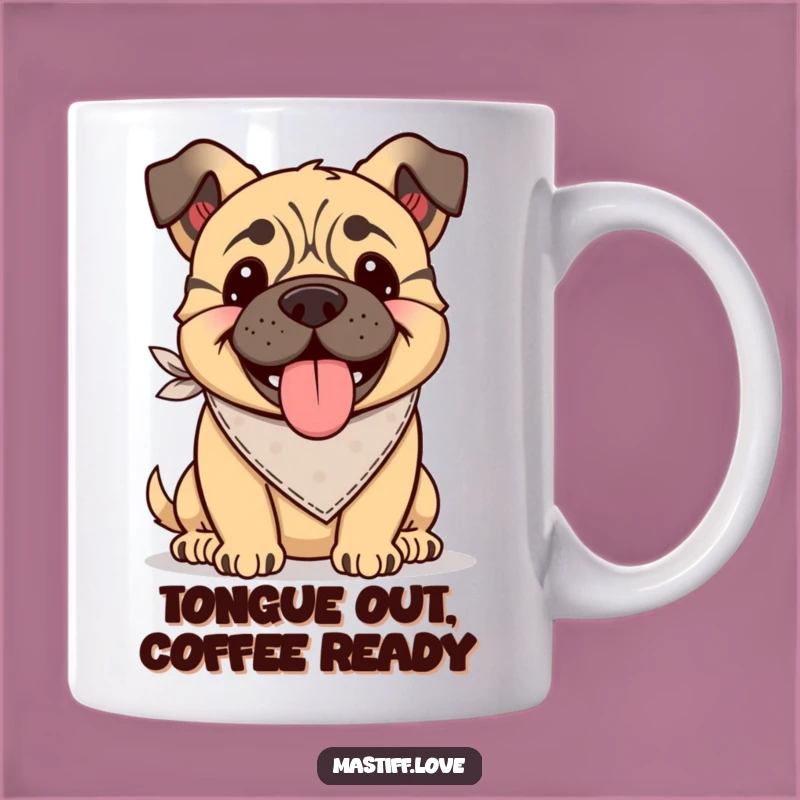 Funny Kawaii Mastiff Bandana Mug: Tongue Lolling, Happy Dog Lover Gift