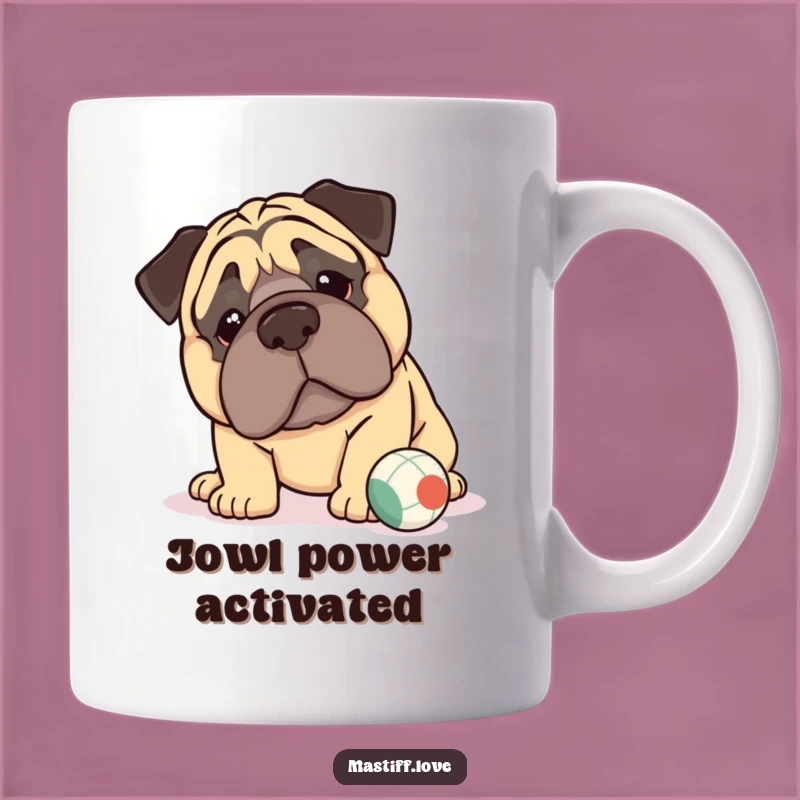 Funny Kawaii Mastiff Mug: Gentle Giant Nudging Ball, Adorable Funny Gift Idea