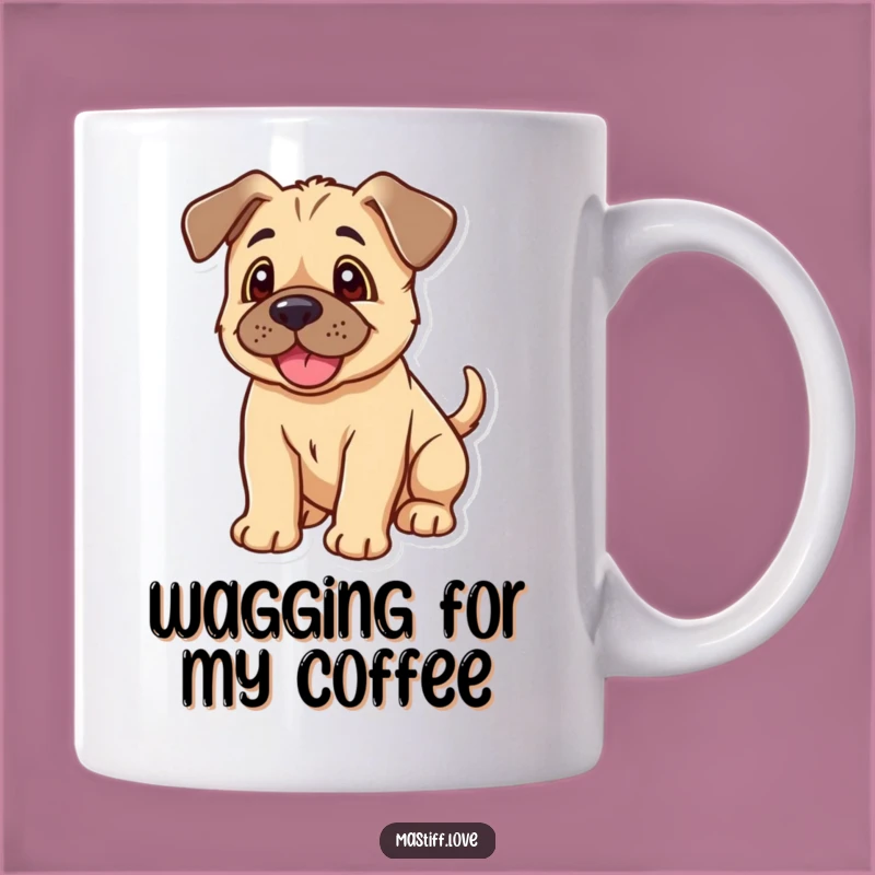 Funny Kawaii Mastiff Puppy Mug: Floppy Ears Wagging Tail, Perfect Gift for Dog Lovers