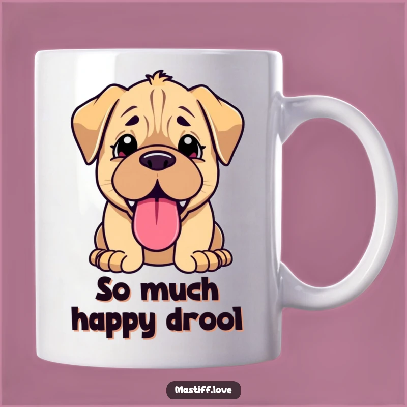 Funny Kawaii Mastiff Puppy Mug: Joyful Panting Puppy, Perfect Humorous Gift