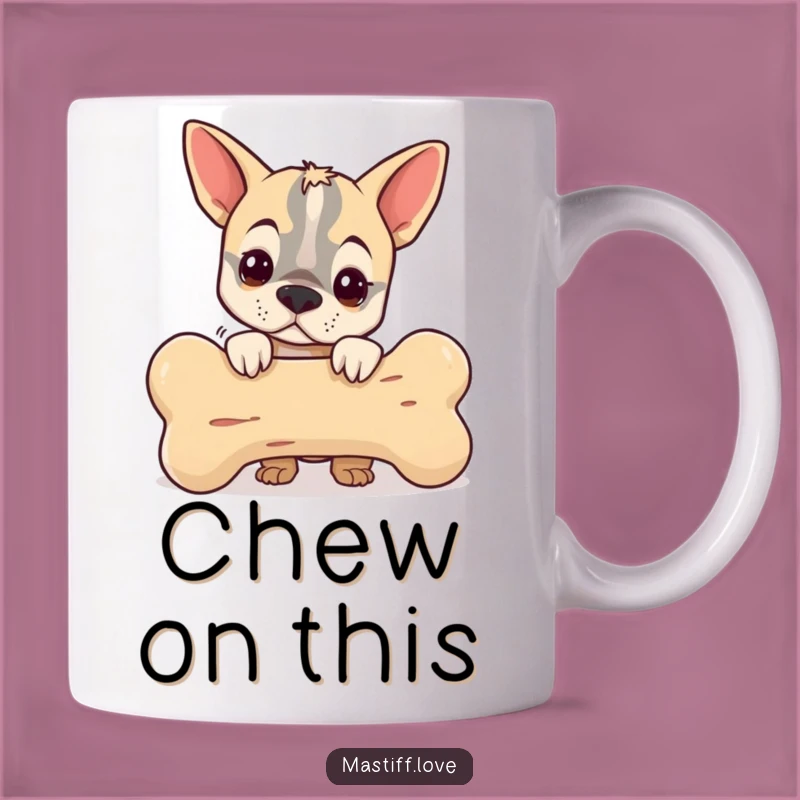 Funny Mastiff Bone Mug: Little Dog Peeking, Humorous Treasure Gift
