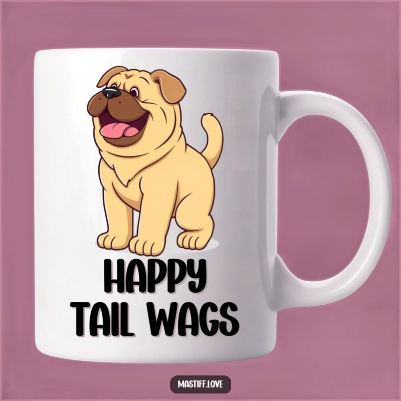 Happy Tail Mastiff Puppy Funny Mug - Giant Dog Joyful Wagging Gift