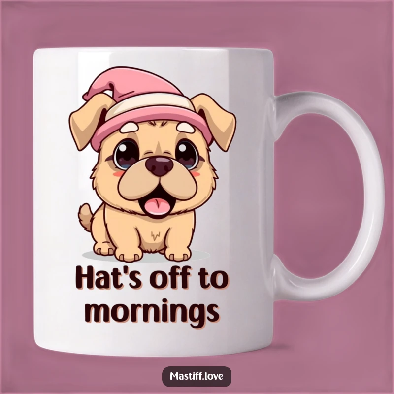 Funny Kawaii Mastiff Hat Surprise Mug, Whimsical Dog Gift