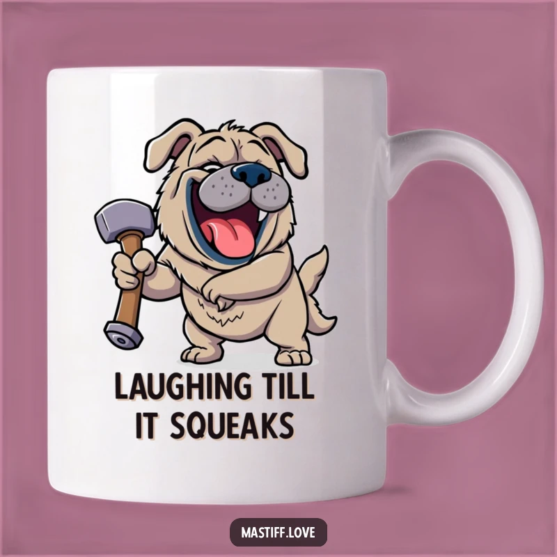 Funny Jovial Mastiff Mug - Hilarious Laughing Dog Gift with Squeaky Hammer!