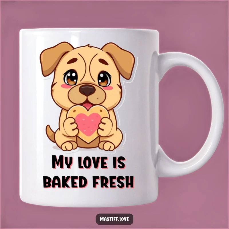 Funny Mastiff Cookie Heart Mug: Adorable Dog Lover Gift for Sweet Moments