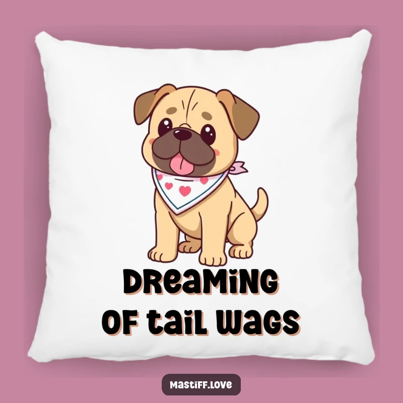 Funny Kawaii Mastiff Pillow: Bandana Cuteness for Cozy Comfort, Perfect Funny Gift