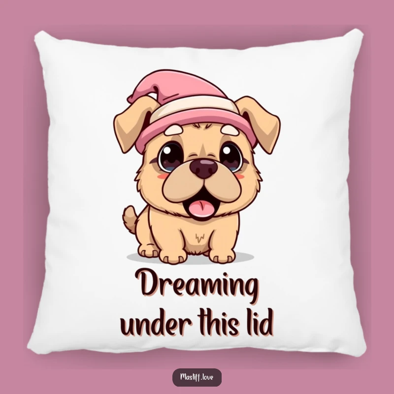 Funny Kawaii Mastiff Hat Surprise Pillow, Cuddly Whimsical Dog Decor Gift