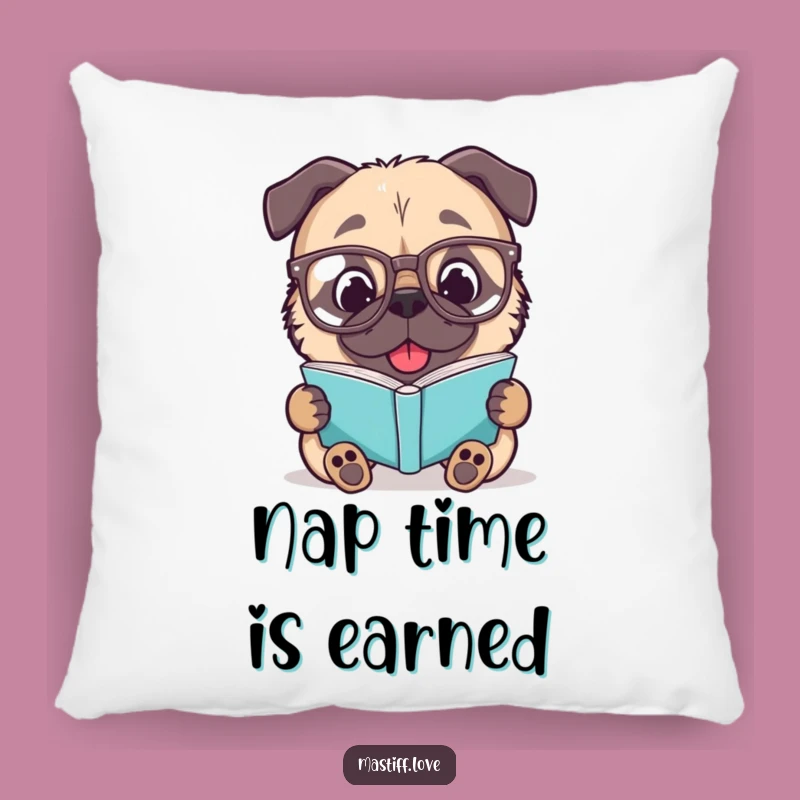 Funny Mastiff Pillow: Delightful Spectacled Dog Reading Accent Pillow Gift