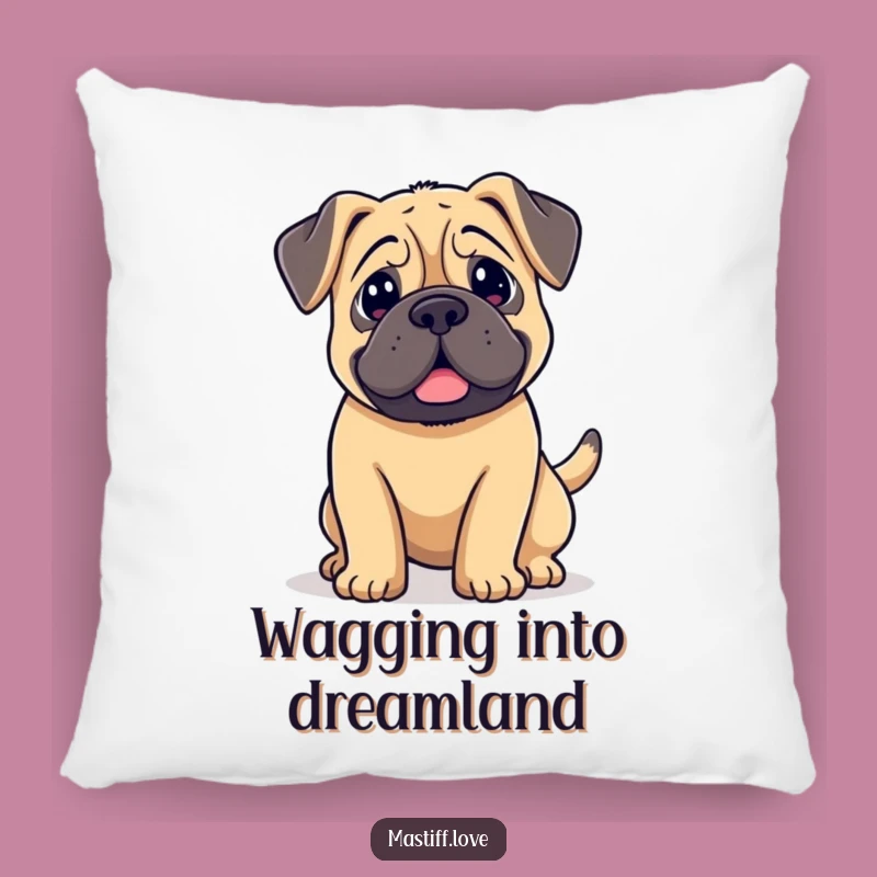 Funny Kawaii Mastiff Pillow: Wagging Pup Comfort, Cozy Humorous Decor
