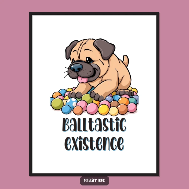 Funny Energetic Mastiff Digital Art - Hilarious Dog Print for Playful Decor!