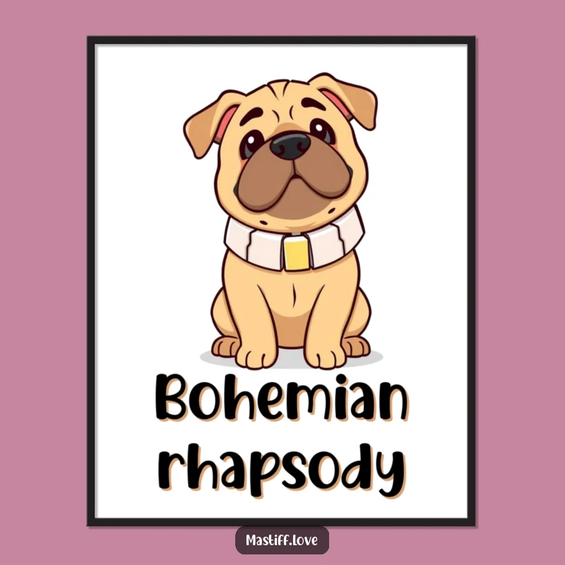 Funny Clumsy Mastiff Oversized Collar Digital Print - Instant Humorous Art