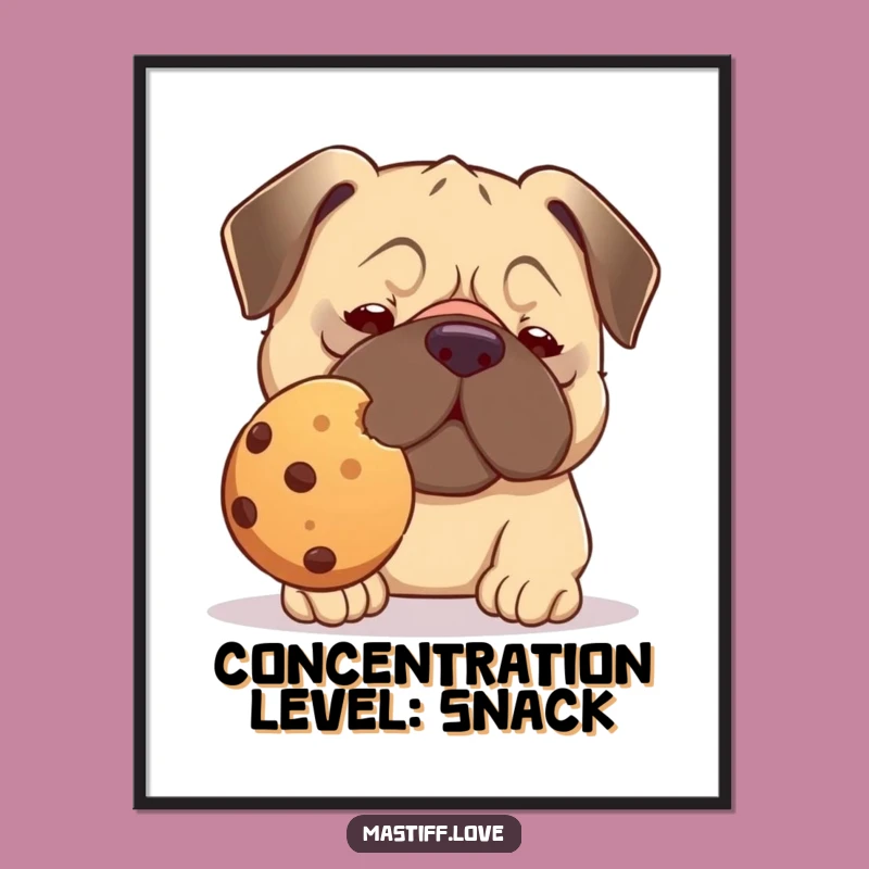 Funny Kawaii Mastiff Cookie Digital Art: Balancing Pup, Instant Decor Gift