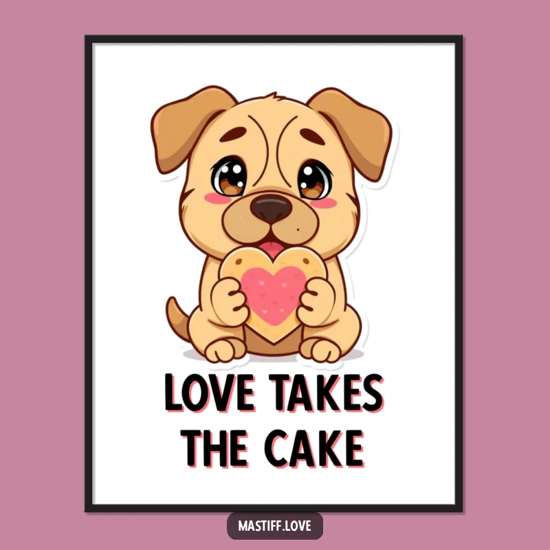Funny Mastiff Heart Cookie Digital Art: Instant Dog Wall Decor, Perfect Funny Gift
