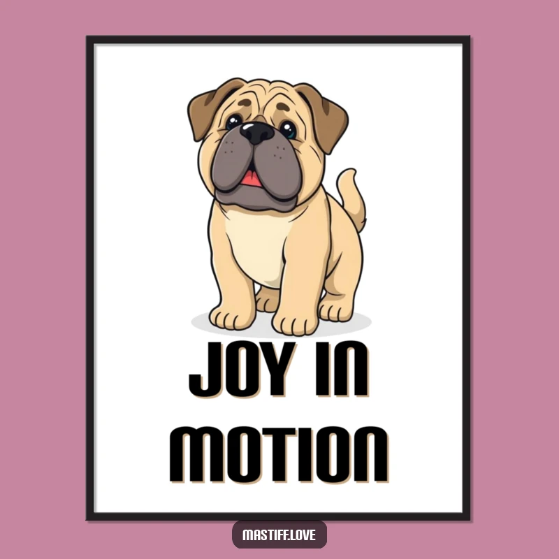 Funny Mastiff Pup Digital Art - Droopy Ears, Wagging Tail - Instant Charm
