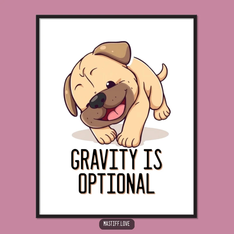 Funny Mastiff Puppy Tumble Digital Art - Cute Dog Wall Art Funny Gift