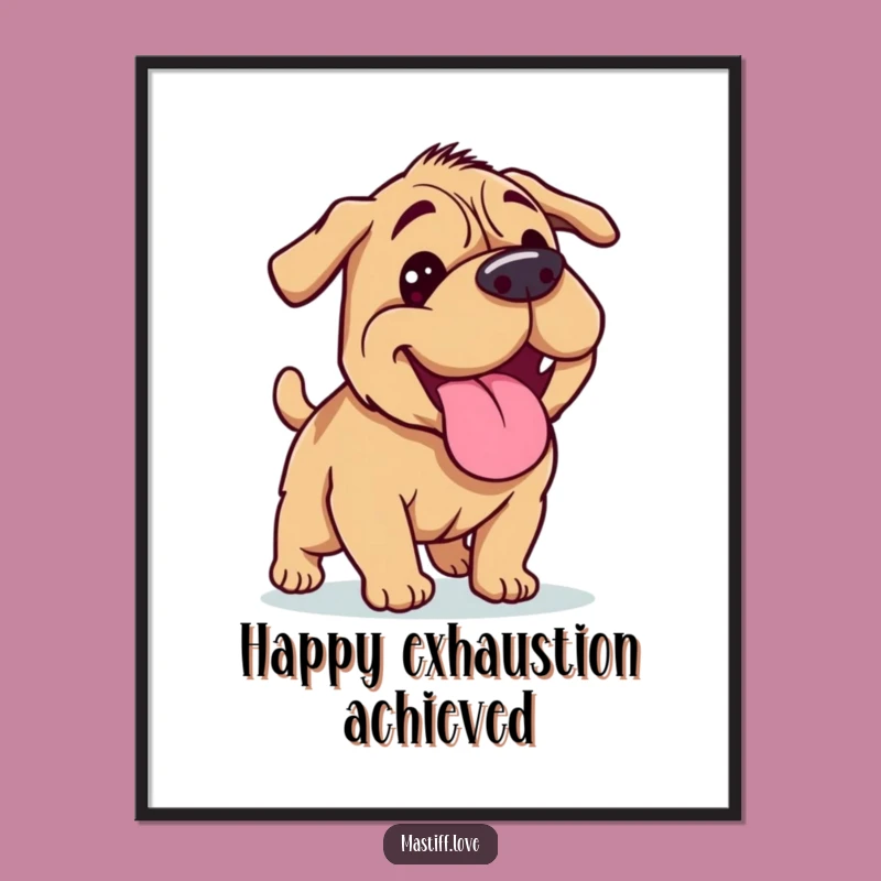 Funny Mastiff Happy Panting Digital Art - Post-Run Dog Wall Art Funny Gift