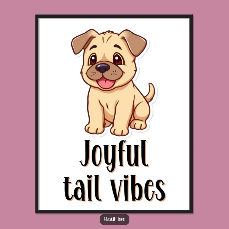 Funny Kawaii Mastiff Puppy Digital Art: Floppy Ears Wagging Tail, Instant Joy