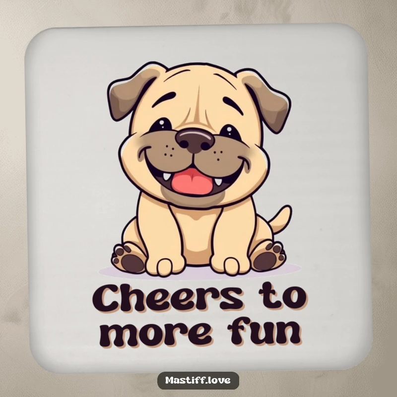 Funny Mastiff Coaster: A dog with a broad grin performs a playful bow, adding humorous charm to any coaster set.
