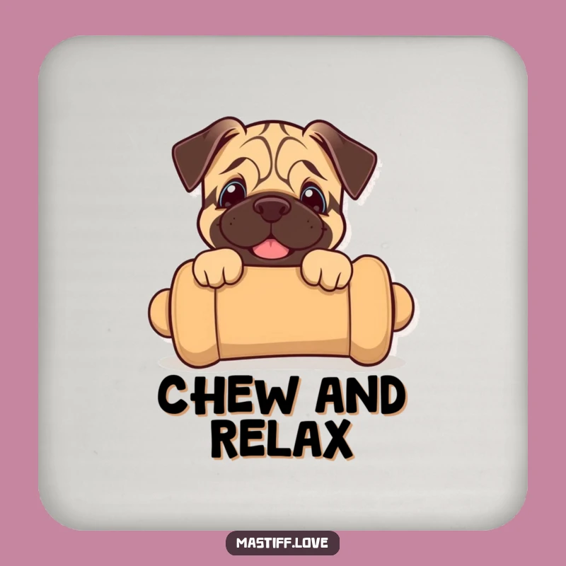 Funny Mastiff Puppy Coaster: Joyful Pup Peeking Drink Coaster, Cute Bar Gift