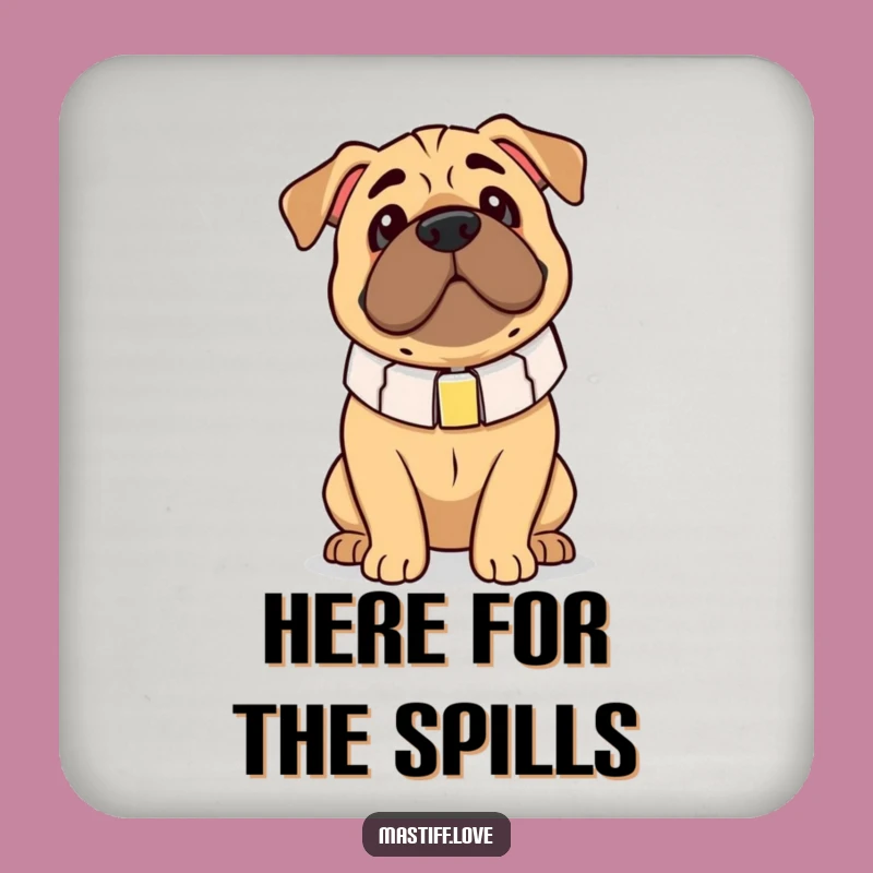 Funny Clumsy Mastiff Oversized Collar Coaster - Protect Surfaces Hilariously