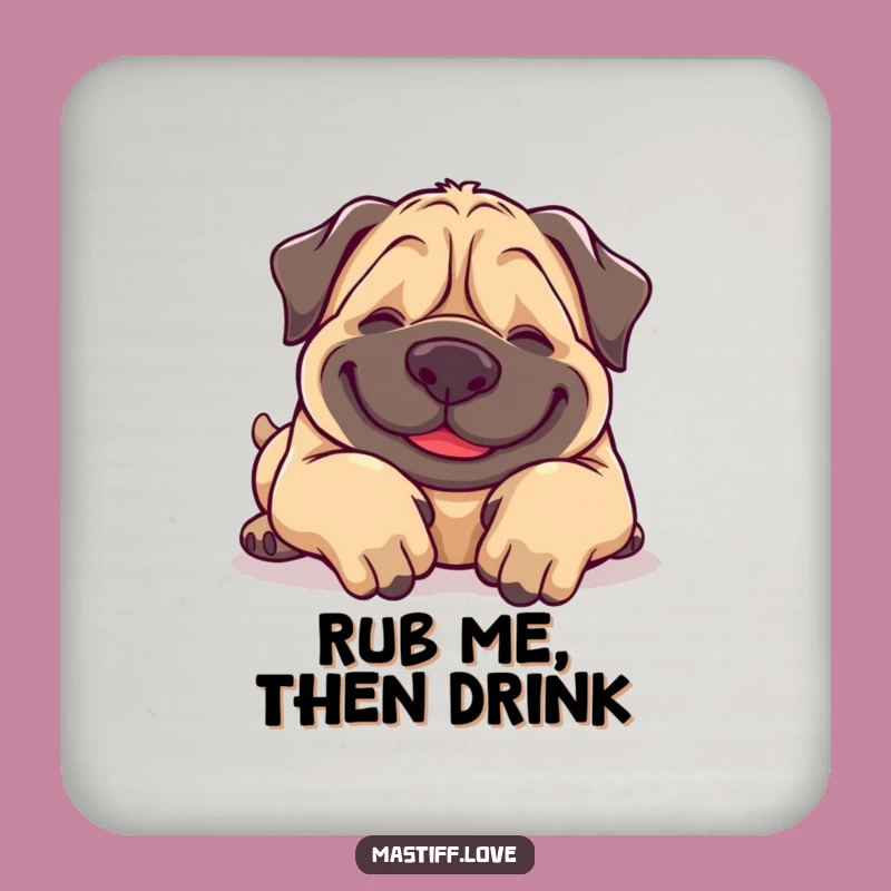 Funny Giggling Mastiff Coaster: Belly Rub Dog Protection - Stylish Fun