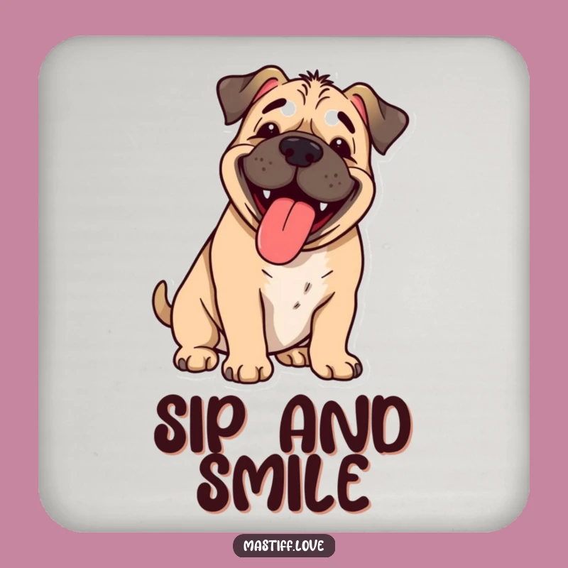 Funny Happy Mastiff Coasters: Joyful Dog Art for Your Table