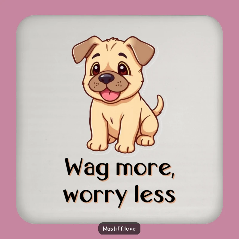 Funny Kawaii Mastiff Puppy Coaster: Floppy Ears Wagging Tail, Protects Surfaces