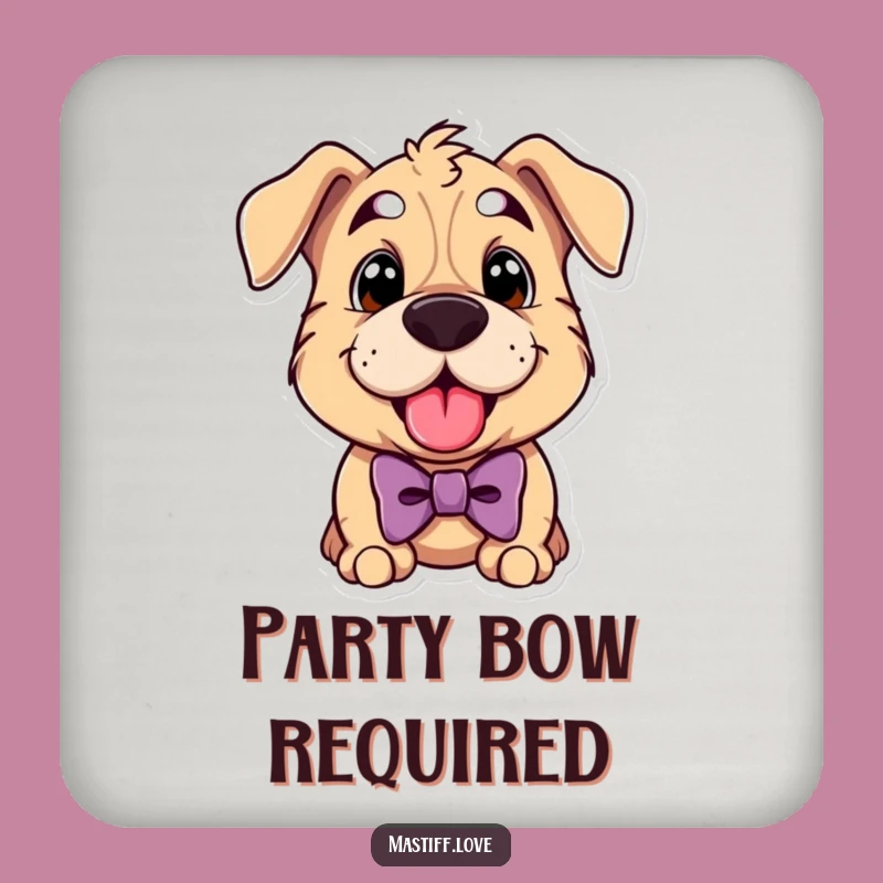 Funny Mastiff Bowtie Coaster: Dapper Dog Panting Drink Coaster, Stylish Bar Gift