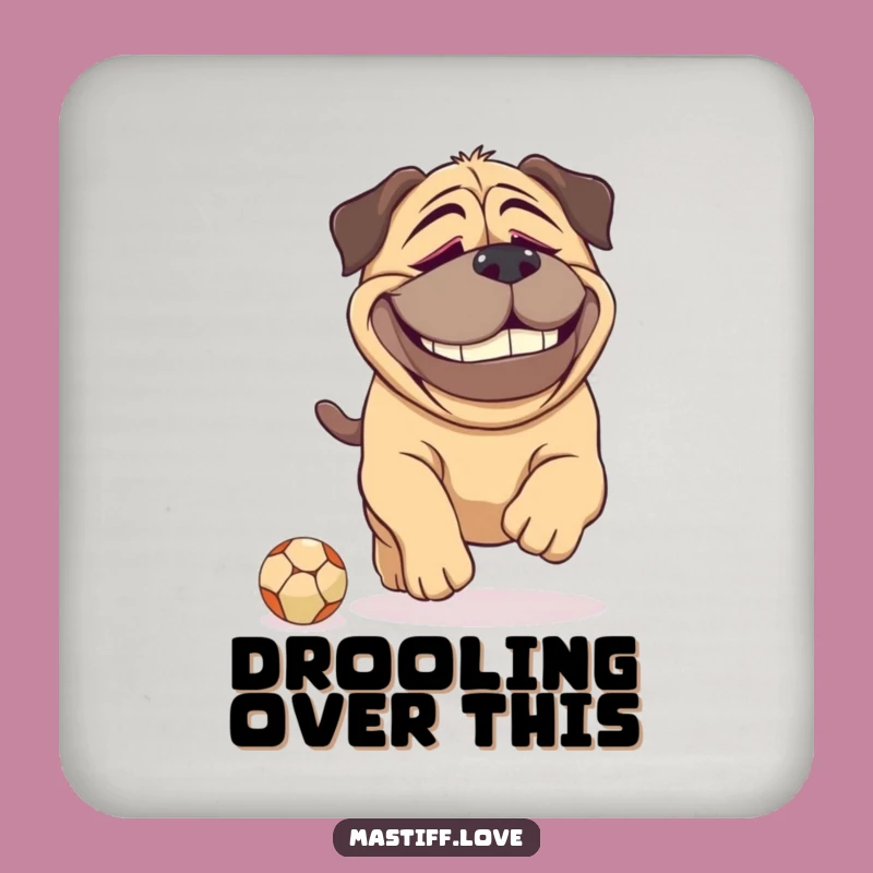 Funny Mastiff Dopey Grin Coaster - Protect Surfaces with Dog Humor Funny Gift