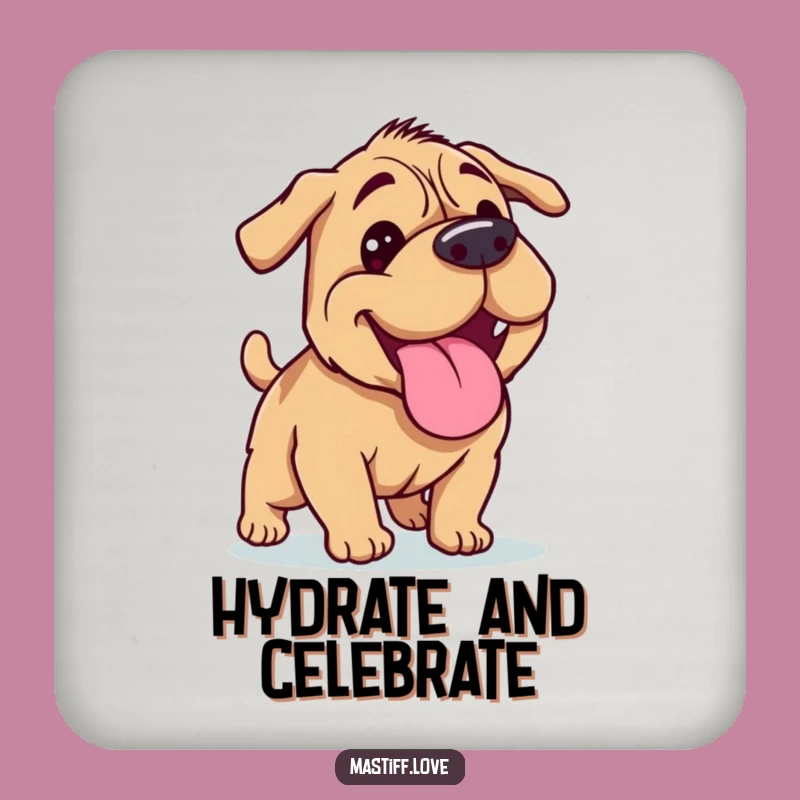 Funny Mastiff Happy Panting Coaster - Protect Surfaces with Dog Humor Funny Gift