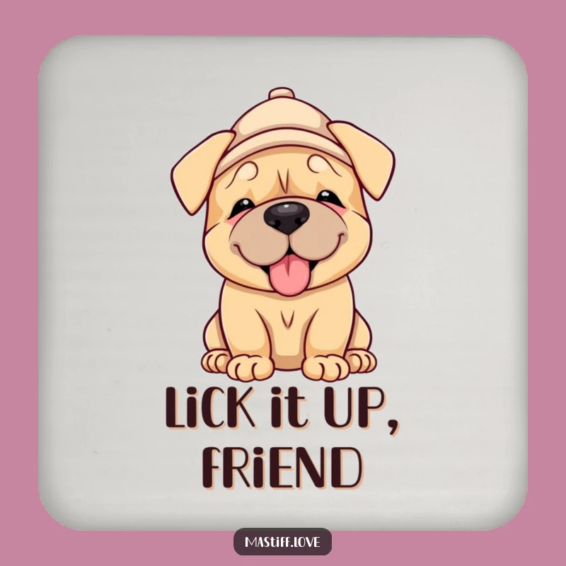 Funny Mastiff Puppy Hat Coaster Set: Protect Surfaces in Style