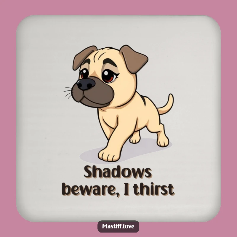 Funny Mastiff Shadow Chase Coaster - Protect Surfaces with Humor