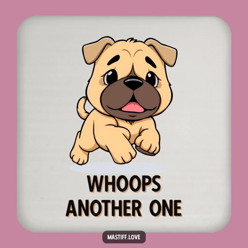 Funny Mastiff Tripping Coaster: Cute Big Paw Dog Running Drink Protector Gift