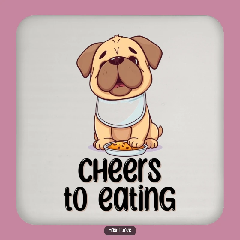 Hungry Kawaii Mastiff Coasters: Tiny Bib Dog Protection, Cute & Funny Gift Set